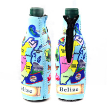 Printed custom logo neoprene nylon soft small cute promotional can cool beer bottle cooler bag